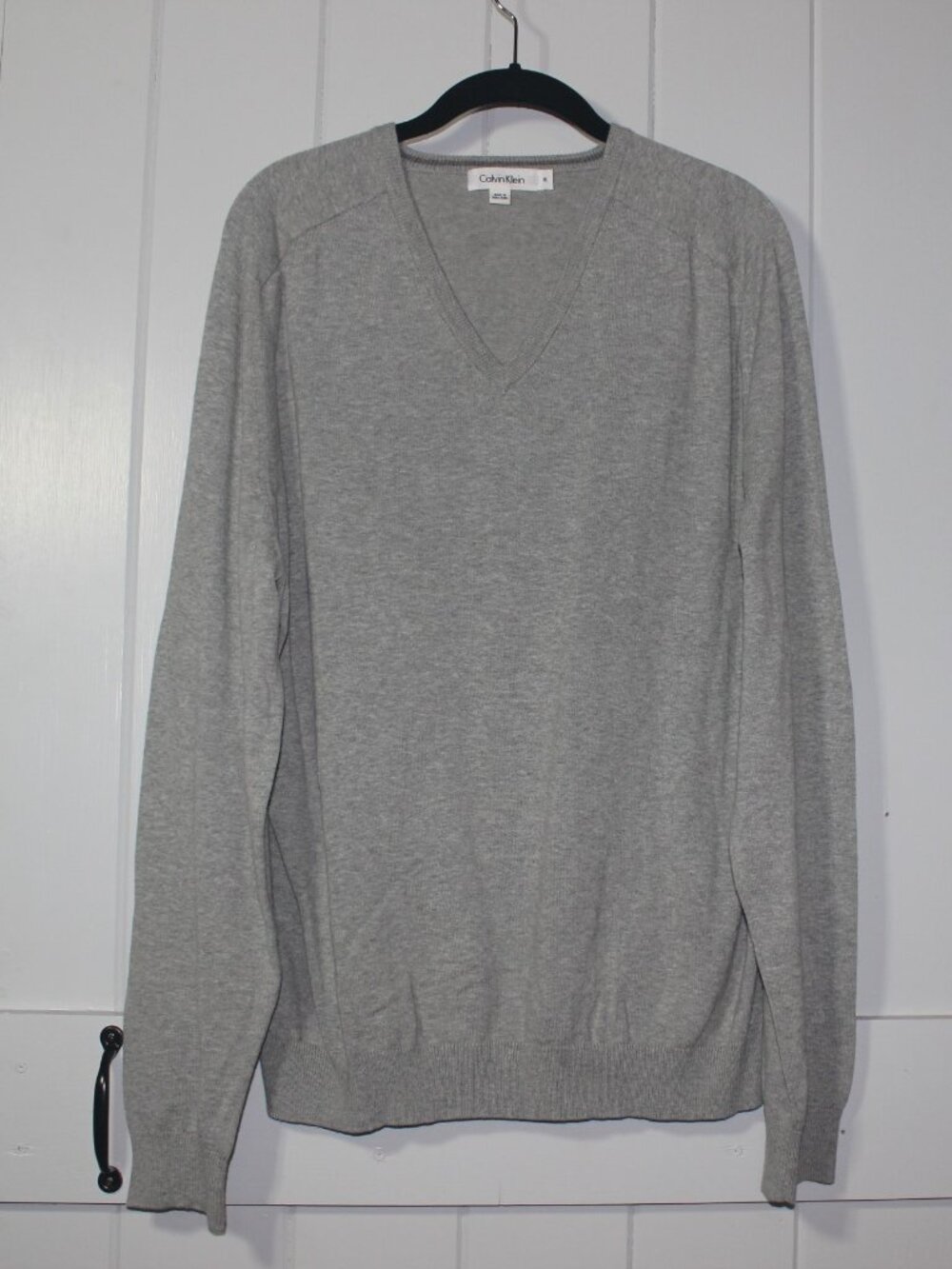 CALVIN KLEIN MENS COTTON BLEND V NECK SWEATER GRAY SZ. XL